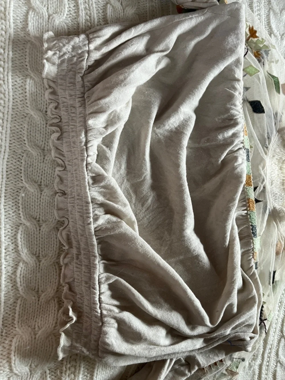 Free People Cream with Multicolor Embroidered